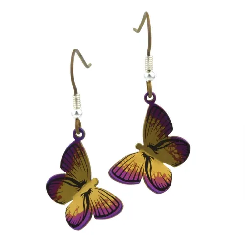Large Brown Butterfly Drop & Dangle Earrings